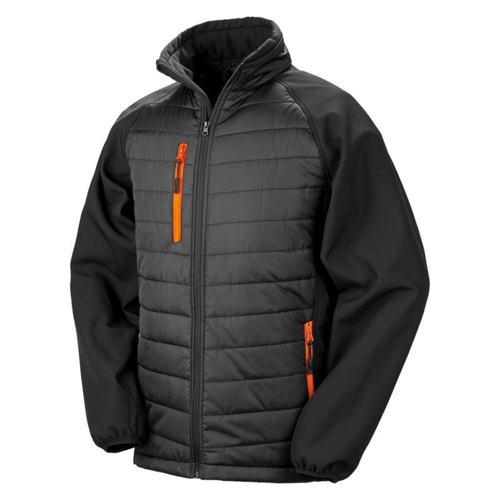 Result Unisex Adult Compass Softshell Padded Jacket / Black/Orange